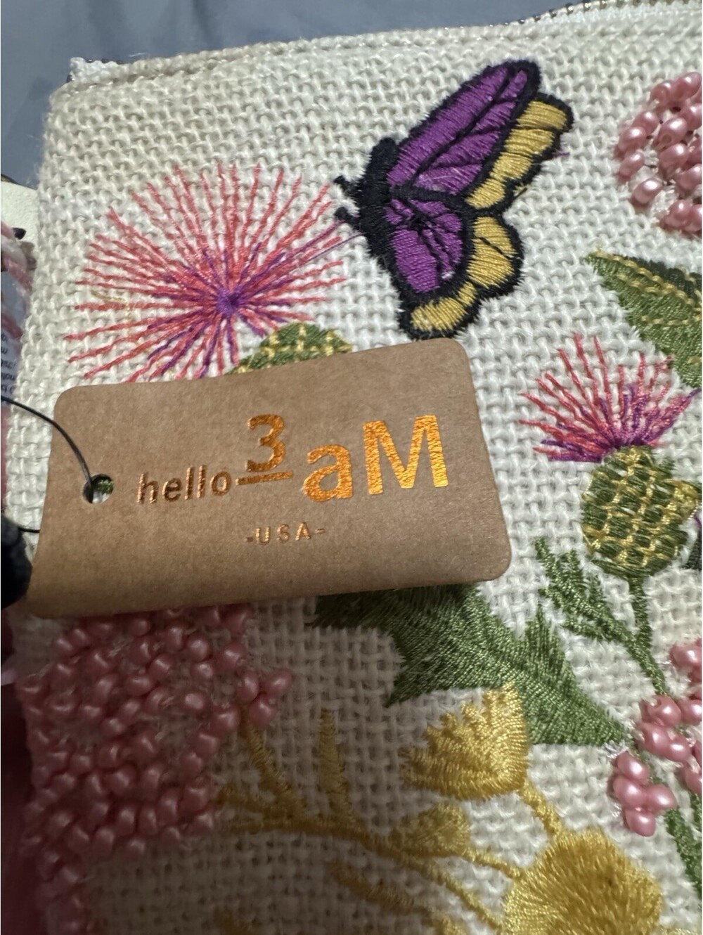 3AM Forever Embroidered Floral Butterfly Clutch Crossbody Bag Beaded NWT - Picture 7 of 7
